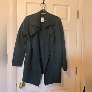 Ann Taylor Dark Green Open Front Cardigan